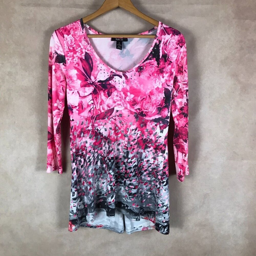 Style & Co. Pink Floral Ombre Tunic Top